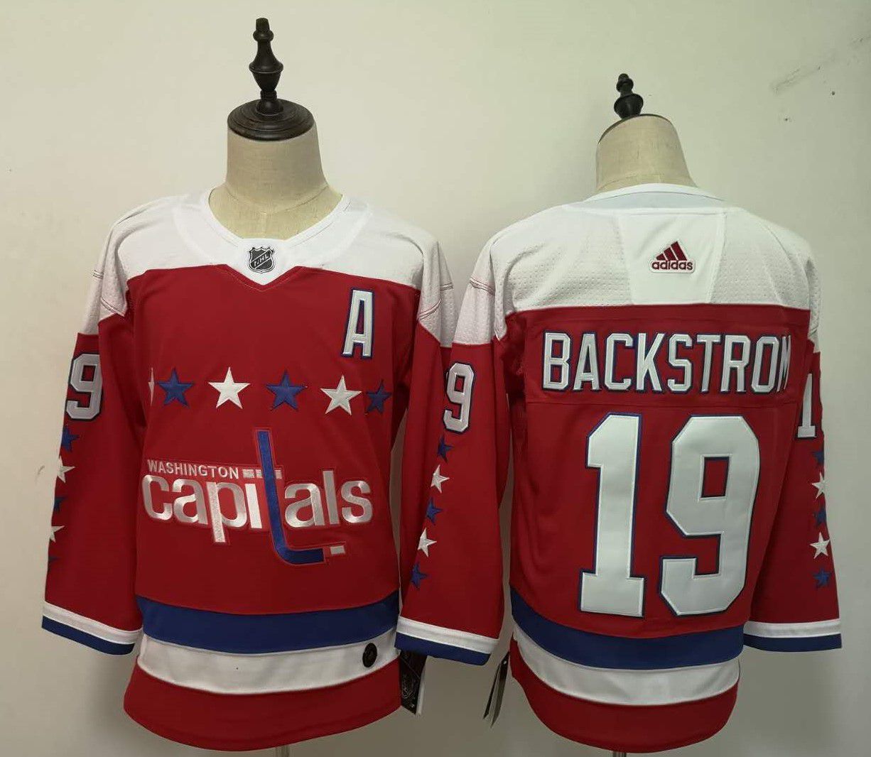 Men Washington Capitals 19 Backstron Red Adidas Alternate Authentic Stitched NHL Jersey